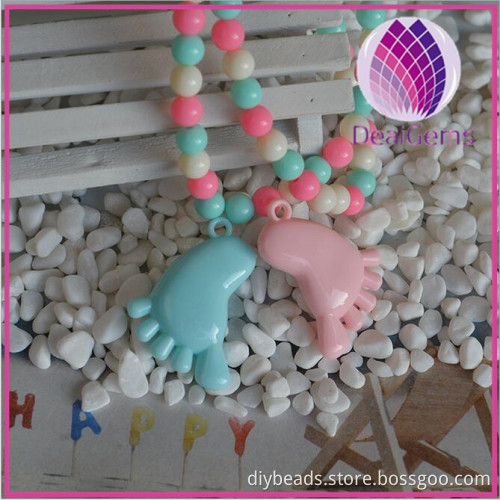 acrylic loose beads, DIY beaded foot designed cute spacer beads for children warm pink and blue